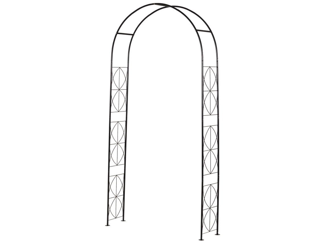 Techo De Celosía Arqueada Para Jardín, 114x30x230cm, Negro