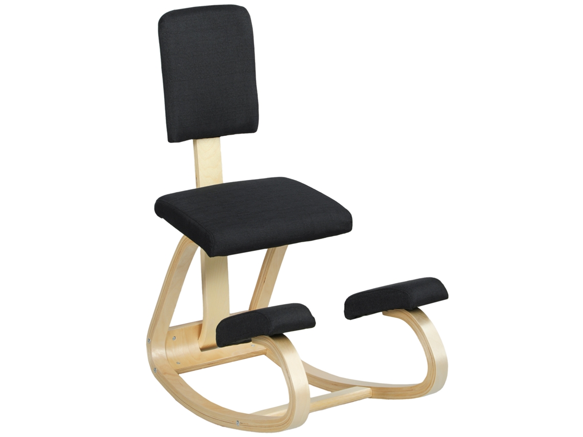 Silla ergonómica de rodillas para la salud postural - Negra