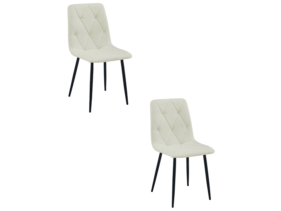 Silla De Comedor Juego De 2 Piezas Tyra Asiento Beige, Piernas Negras, Asiento Acolchado, Asiento Ergonómico