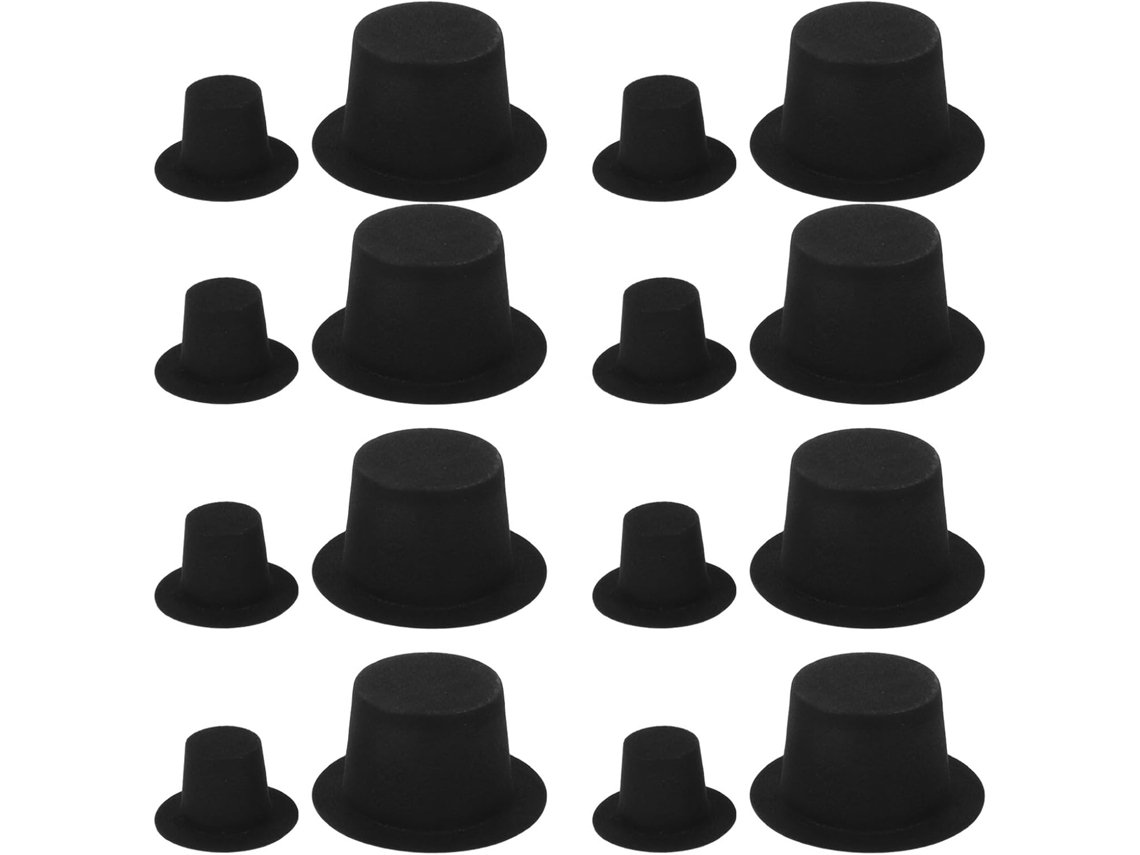 Mini Sombreros De Fieltro Para Manualidades: 60 Figuras De Muñecos De Nieve Negros Para Fiestas