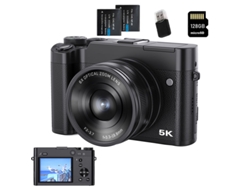 Cámara Digital Szsmart Dc205x 5k 64mp Zoom Óptico 6x Cámara Dual Wifi Para Estudiantes Y Vloggers + Tarjeta De Memoria De 128 Gb + 2 Baterías