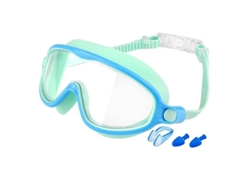Gafas de natación infantiles 600a Verde/Azul Transparente (Gafas de natación + Pinza nasal + Estuche para tapones para los oídos)