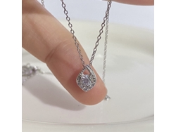 Collar Star Tears De Plata De Ley 925 (oro Blanco) Con Colgante De Circonita Y Diamante En Forma De Lágrima: Un Diseño Lujoso.