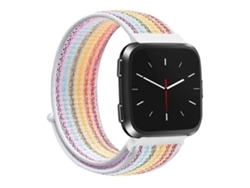 Correa universal de nailon para Fitbit Versa 1/2 con rayas arcoíris Chennnls