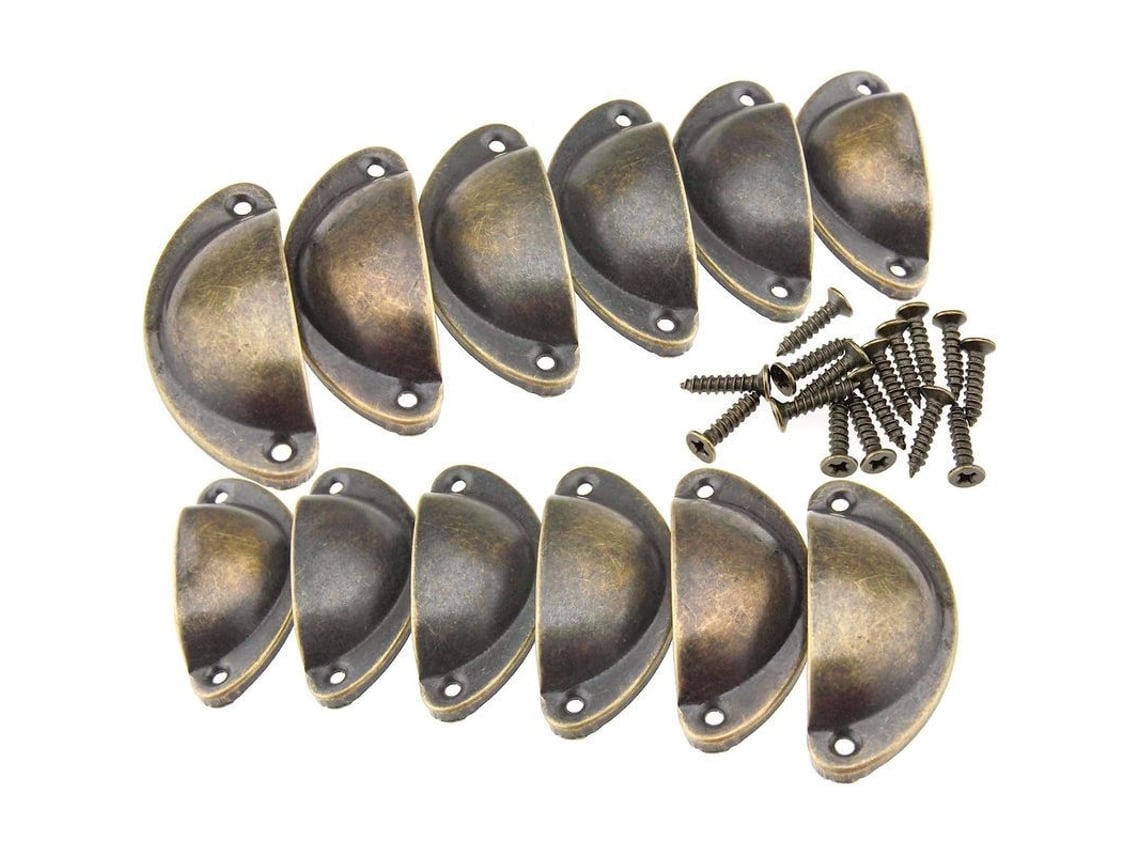 12 Tiradores De Cajón Retro De Bronce En Forma De Media Luna Para Armarios De Cocina, 8,2 X 3,5 Cm.