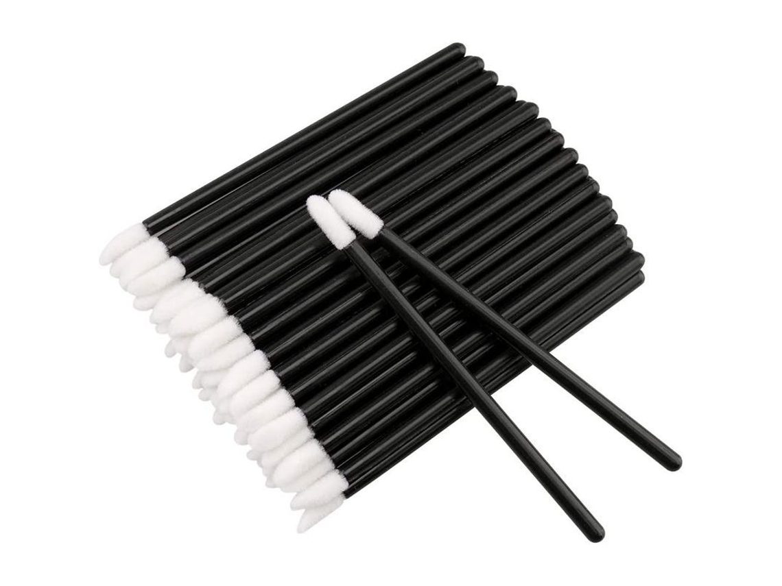 100 Pinceles Desechables Para Labios, Aplicadores De Cabeza Suave Con Ángulo Práctico, Herramienta De Maquillaje Ideal, Color Negro.