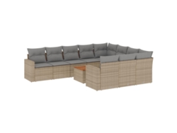 Maison Exclusive - Set De Sofás De Jardín 11pzas Con Cojines Ratán Sintético Beige