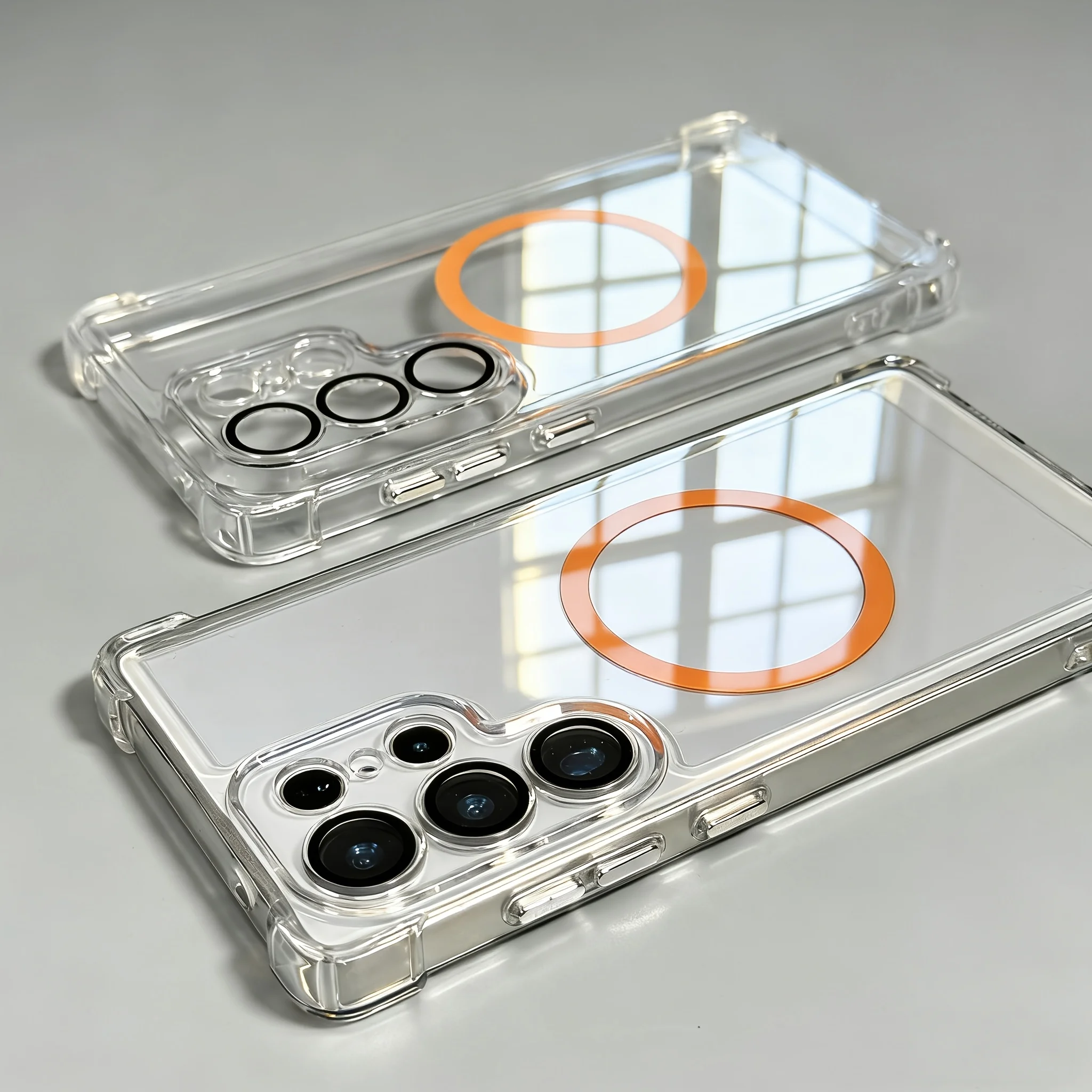 (galaxy S26 Naranja) Compatible Con Fundas Magnéticas Para Teléfono Samsung, Reforzadas En Las Cuatro Esquinas.