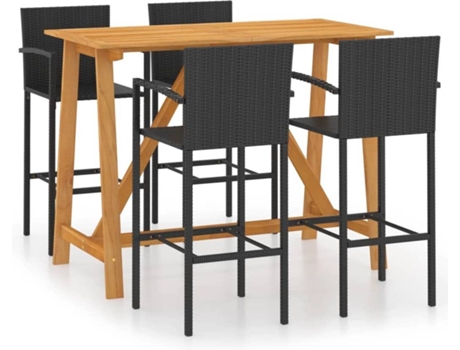 Conjunto 5 Conjunto de bar para jardín VIDAXL negro