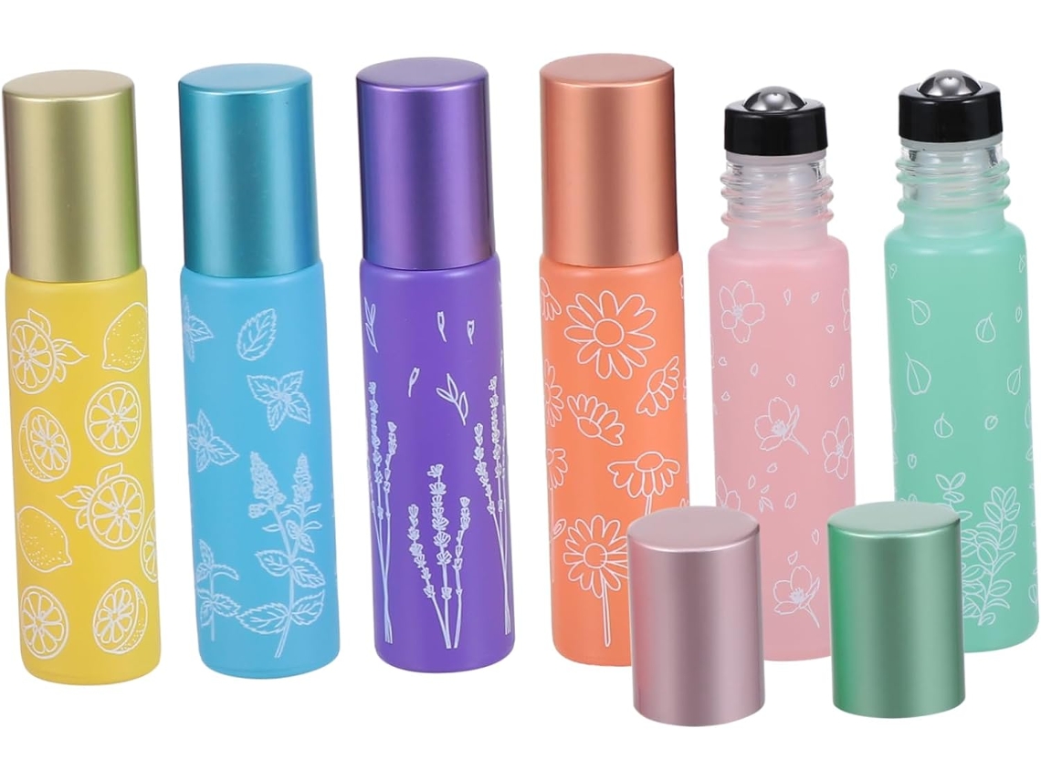 6 Frascos De Vidrio Con Aplicador Roll-on Para Cosméticos, Rellenables, Ideales Para Viajar.