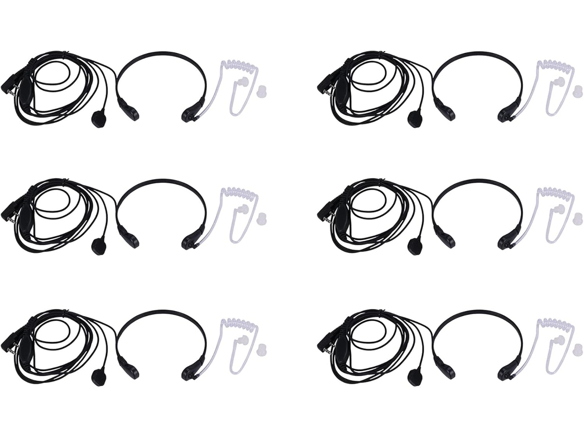 6 Auriculares Con Micrófono Y Vibración Para Radio Bidireccional Uv 5r Uv 82 Uv B6 888s Walkie Talkie