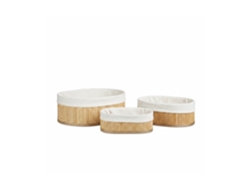 Conjunto De Cestos Relaxdays Em Bambu, 3 Caixas De 12,5 X 32 X 22 Cm Axlxp Para Prateleiras E Armários, Natural