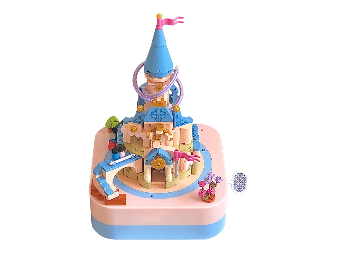 Exquisito juego de bloques de construcción con caja de música de castillo para niños