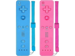 Juego de 2 mandos inalámbricos clásicos compatibles con Wii y Wii U, con funda de silicona y correa de muñeca Hengjian (rosa y azul)