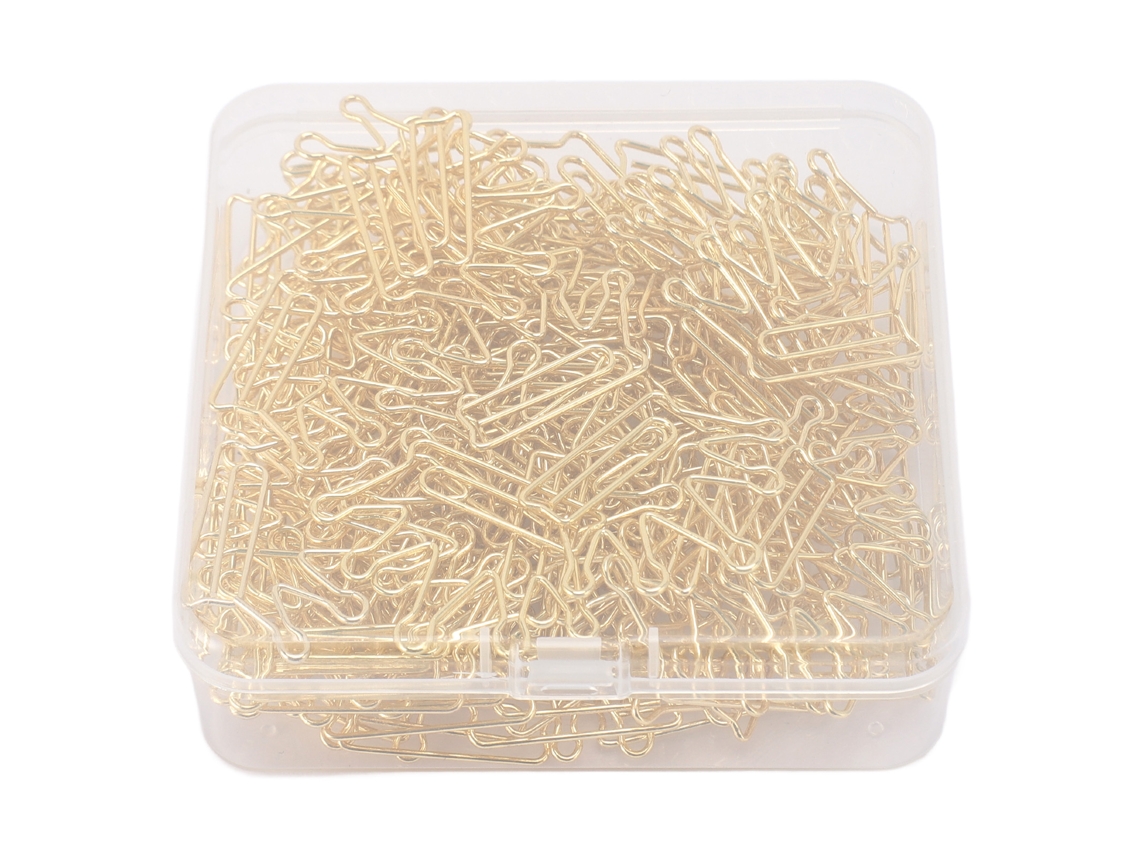 100 Clips de Papel en Forma de Corona, de Hierro, Decorativos, con Caja para Libros, Cuadernos y Carpetas, Dorados.