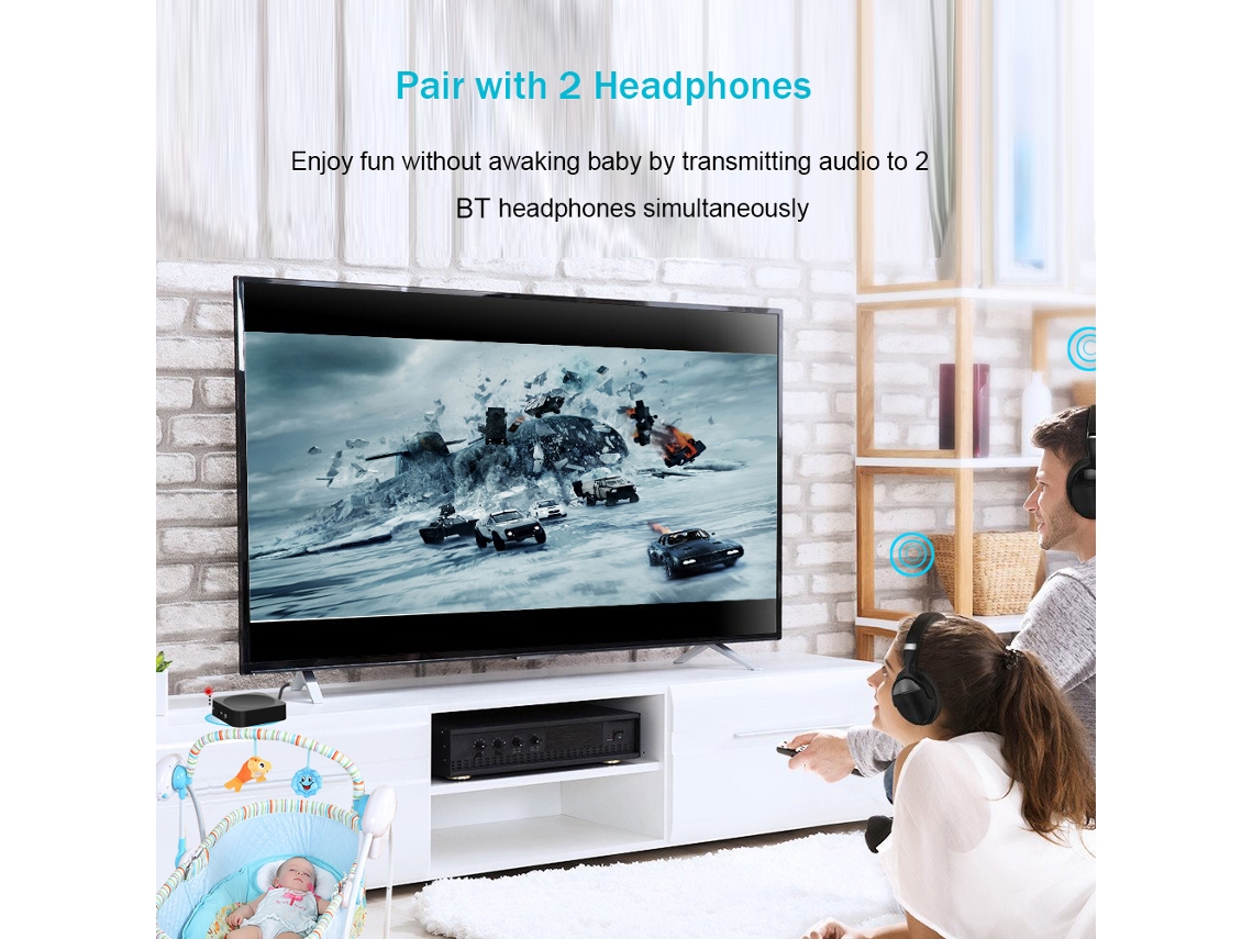 Adaptador De Audio Bluetooth 2 En 1, Transmisor Y Receptor, Entrada Aux De 3,5 Mm Y Apt-x Para Tv, Auriculares Y Altavoces.