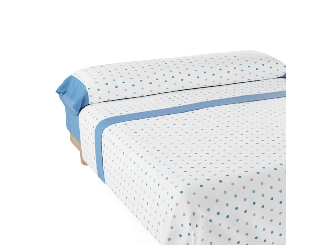 Juego de Sábanas cama 90 Nalui Maia Tejido Polycotton, Lavable a 30º y Fácil Planchado azul