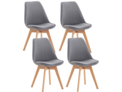 Juego de 4 sillas de comedor Linares gris claro/tela CLP