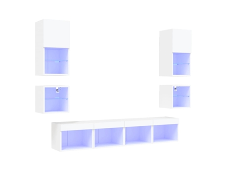 Conjunto 8 Muebles de TV de pared con LED VIDAXL madera ingeniería blanco (40 x 30 x 30 cm)