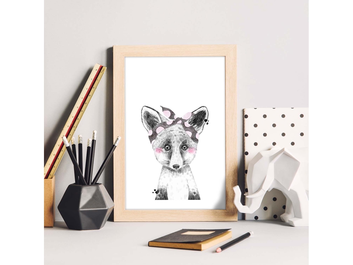 Póster NACNIC Infantil Zorro Infantil con Pañuelo en la Cabeza Animales Infantiles