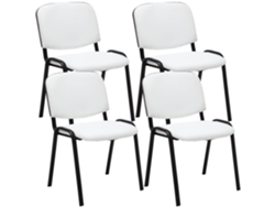 Juego de 4 sillas para invitados Ken en símil piel CLP blanco