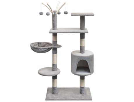 vidaXL Rascador para gatos con poste rascador de sisal 125 cm gris