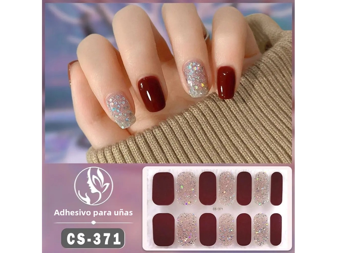 Pegatinas de uñas de gel semicuradas, incluye 14 piezas autoadhesivas.