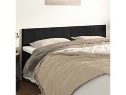 Pack 2 Uds Cabeceroscabecero De Camapanel De Cabecera De Terciopelo Negro 90x5x78/88 Cm