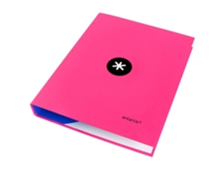 Carpeta LIDERPAPEL Antartik A4 de 4 Anillas Rosa Fluo Ø25Mm