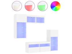 Maison Exclusive - Muebles De Tv De Pared Con Led 5 Pzas Madera Ingeniería Blanco