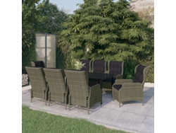 9 Piezas Conjunto De Jantar Para Jardim Castanho Dkd Home Decor