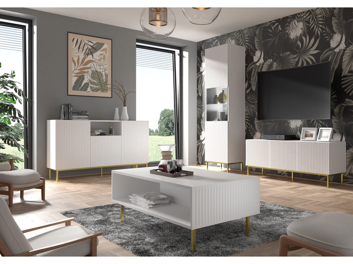 Mesa De Centro FURNLUX Ravenna B (Blanco, Madera Contrachapada - 90X60X43 Cm)