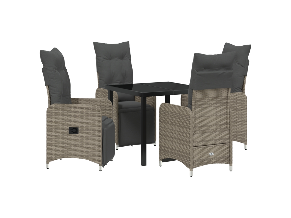 Conjunto de comedor de jardín Vidaxl de 5 piezas con cojines en ratán beige