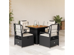 Juego de comedor de jardín de 5 piezas con cojines de mimbre negros de DKD Home Decor