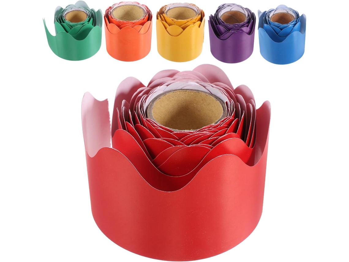 6 Rollos De Bordes Autoadhesivos Ondulados Y Duraderos Para La Decoración De Aulas.