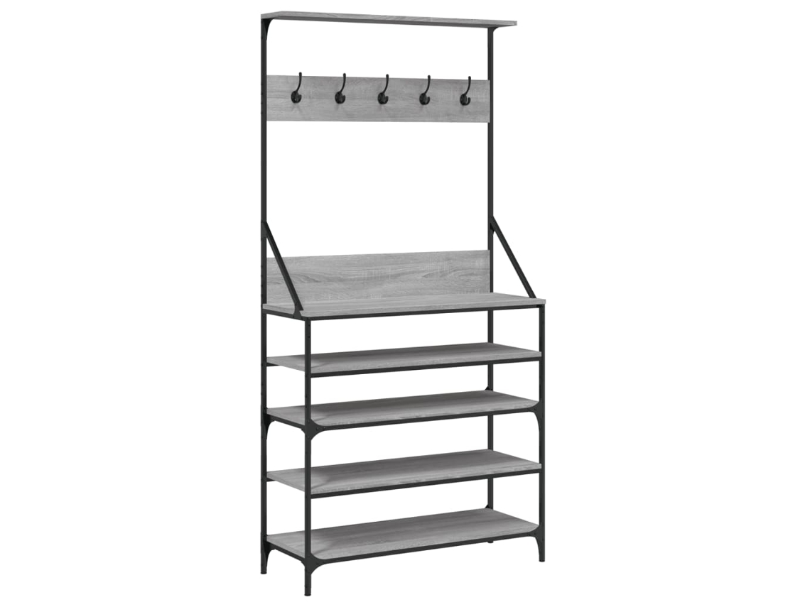 Maison Exclusive - Perchero Con Zapatero Gris Sonoma 90x34x184 Cm