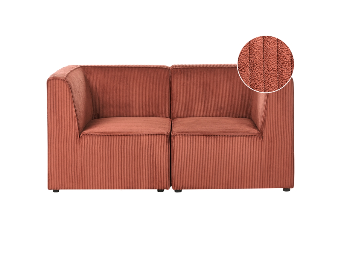 Sofá Modular Moderno Beliani Lemvig De Bombazine Castanho 166x83x78