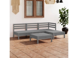 Conjunto de salón de jardín de 5 piezas DKD Home Decor en pino macizo gris