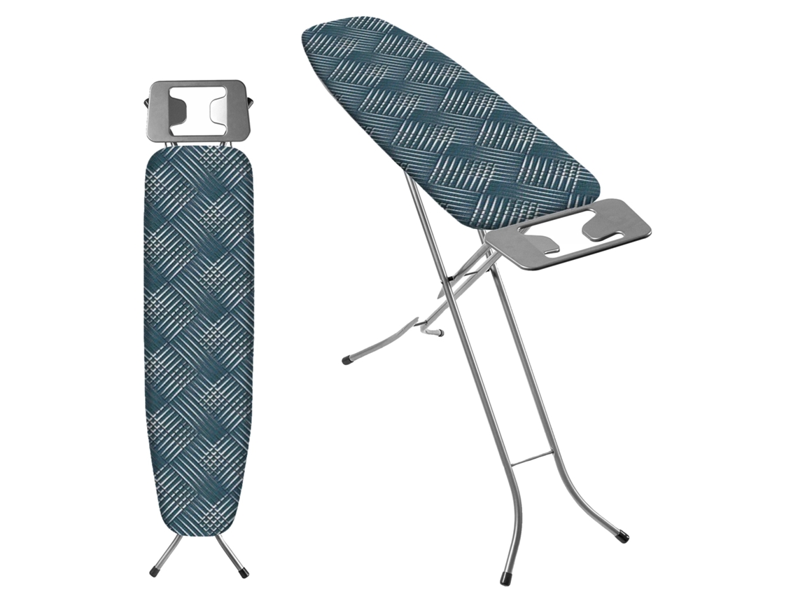 Tabla de planchar, 110x30 cm, superficie multicapa resistente al calor, soporte para la plancha, patas antideslizantes, diseño compacto.