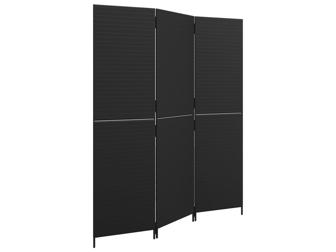 Biombo de 3 paneles ratán VIDAXL sintético negro