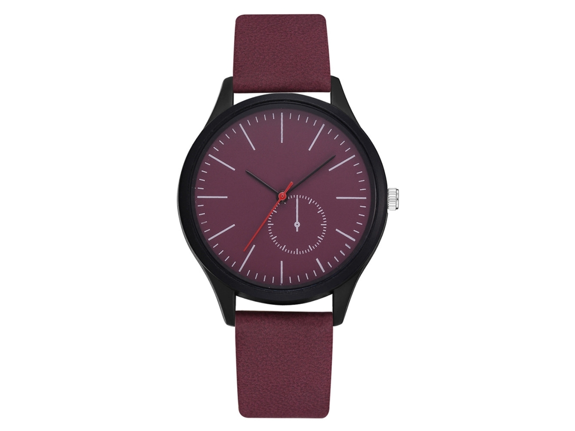 Reloj De Pulsera De Cuarzo De Lujo Con Doble Zona Horaria Y Correa Unisex De Piel Sintética (rojo).