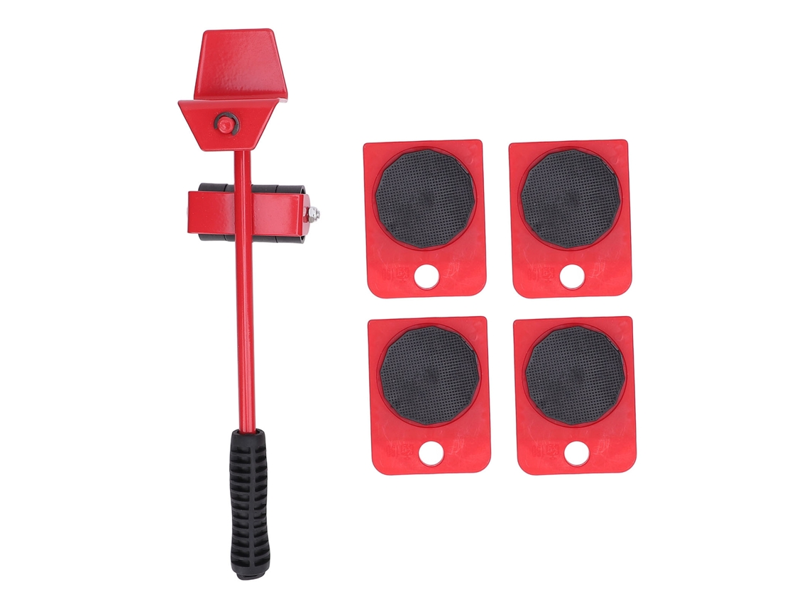 Juego De Herramientas Para Mover Muebles Con Elevador Ajustable Y 4 Ruedas - Rojo