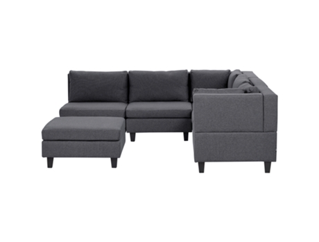 Sofá BELIANI esquinero modular Fevik con reposapiés en poliéster gris 228X228X72