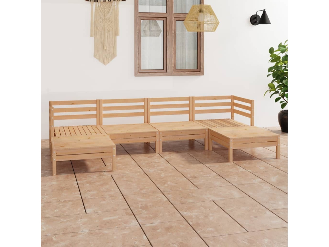 Conjunto de salón de jardín de 2 piezas de pino macizo Dkd Home Decor