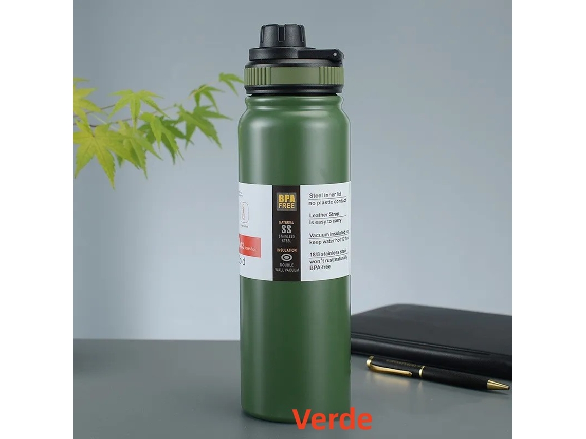 Botella térmica portátil de acero inoxidable con filtro antigoteo para té. Mdug (verde, 800 ml)