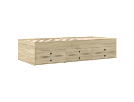 Tumbona con cajones madera ingeniería roble Sonoma VIDAXL (90 x 190 cm)