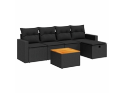 Maison Exclusive - Set De Sofás De Jardín 6 Piezas Y Cojines Ratán Sintético Negro