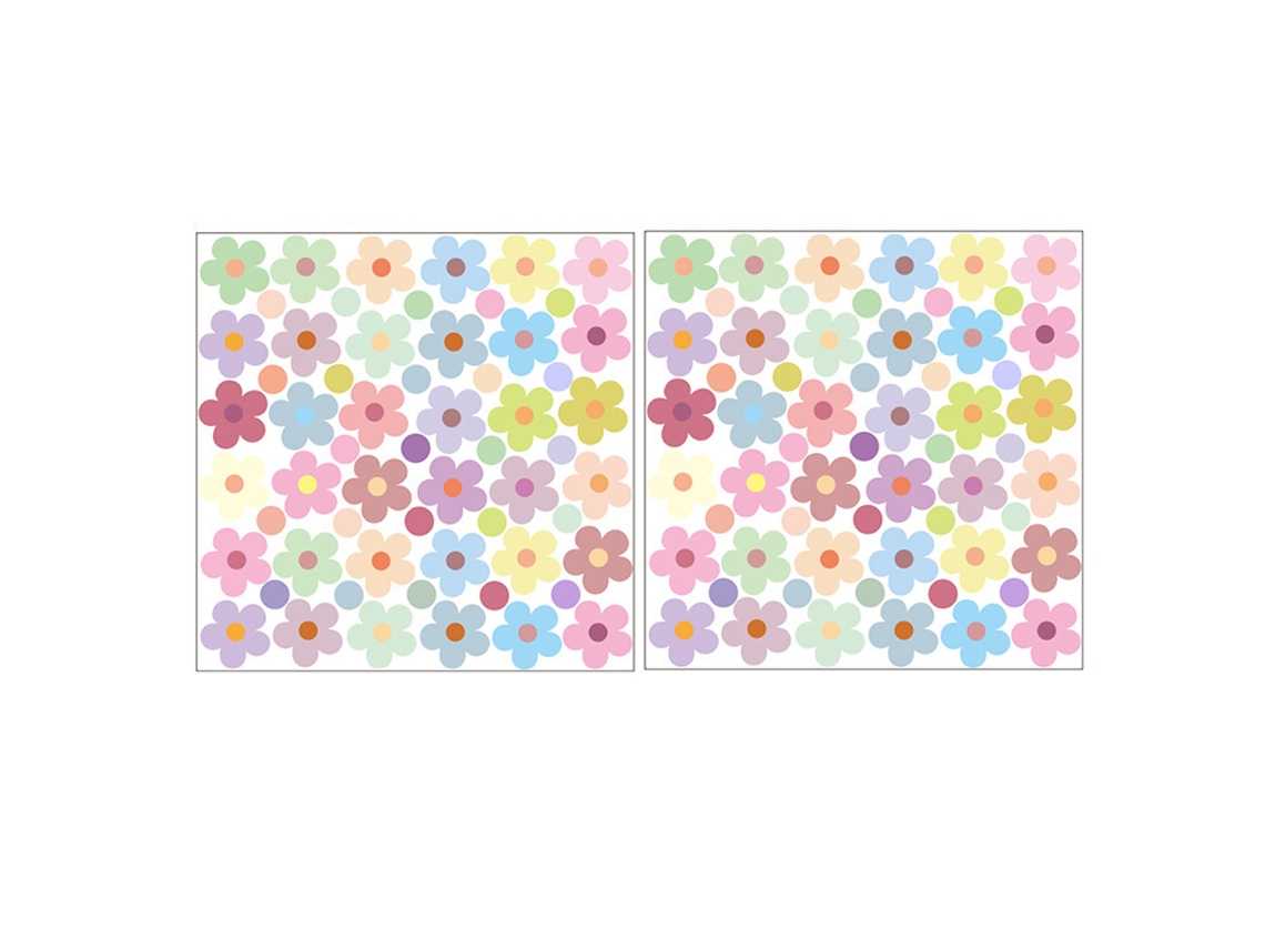 Vinilos de flores estilo danés, coloridos y retro para habitación de niña RNEMITERY