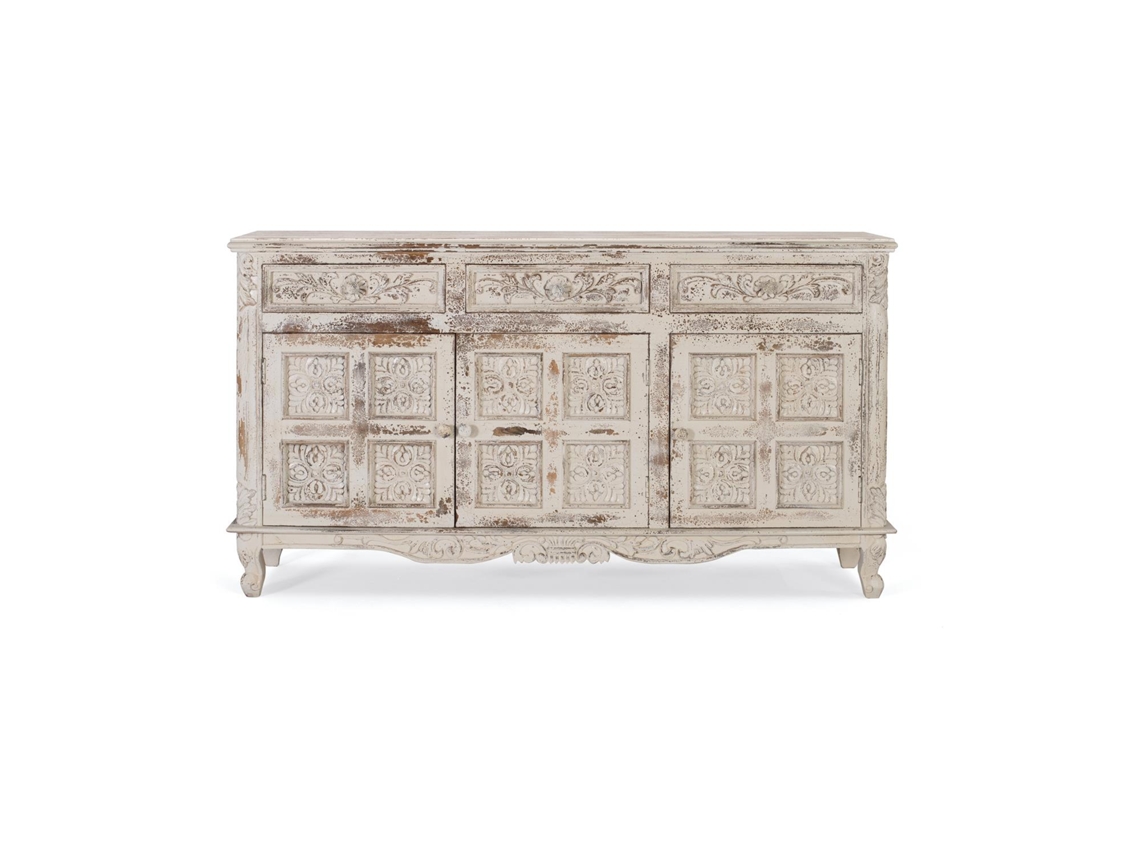 Mueble de Madera de Mango Blanca Envejecida 95X175X44 GINER Y COLOMER