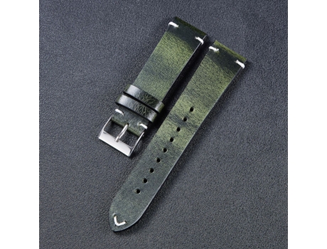 HB001 Correa de reloj inteligente que cambia de color de cuero con cera de aceite retro universal, Talla: 22 mm (verde)